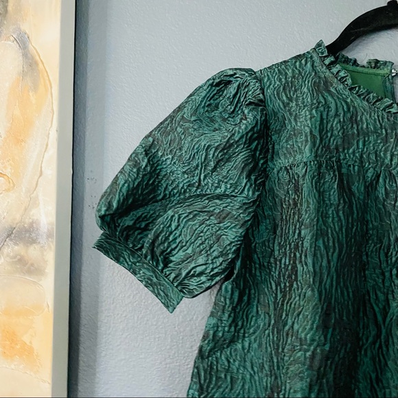 Moon River 💚 emerald green puff dress Easter small NWT - Picture 3 of 7